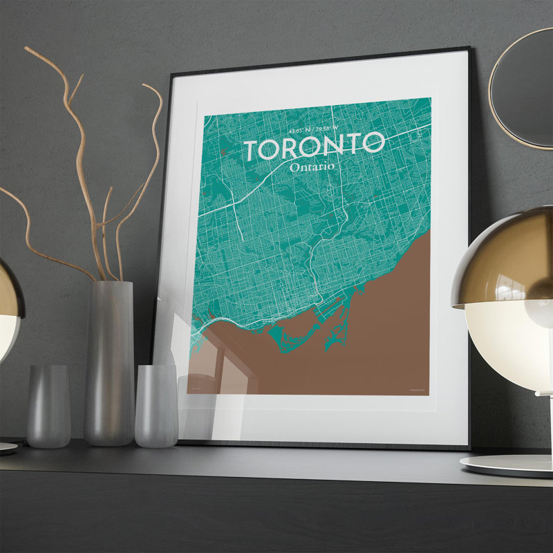 Toronto City Map in Nature 1 Piece Wall Art, 20cm H x 16cm W x 0.05cm D