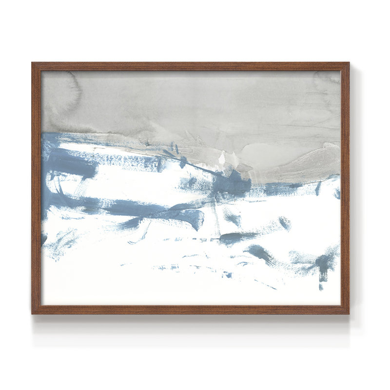 Meta Land II - Reproduction encadrée - Restickable, H 11 po x l 14 po, Noyer
