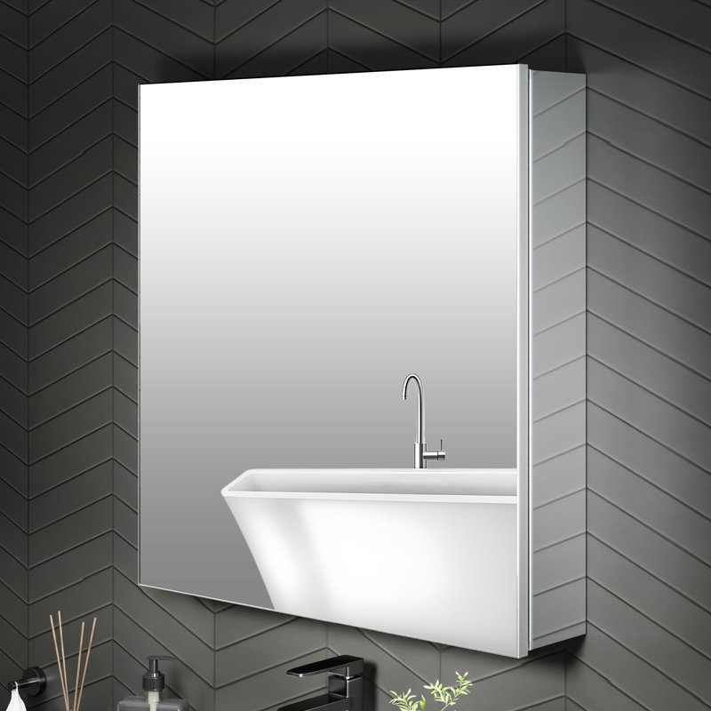 Armoire à pharmacie encastrée ou à fixation en surface avec miroir et 2 tablettes réglables, H 26 po x l 24 po x P 5,08 po
