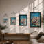 Greek Island Village Modern - Framed Print-1187896685-1187896683