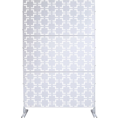 Écran d'intimité blanc l 76 po H48 po - métal, pour terrasse, patio, balcon, extérieur et intérieur, rouille, intimité élégante polyvalente en métal, panneau élégant