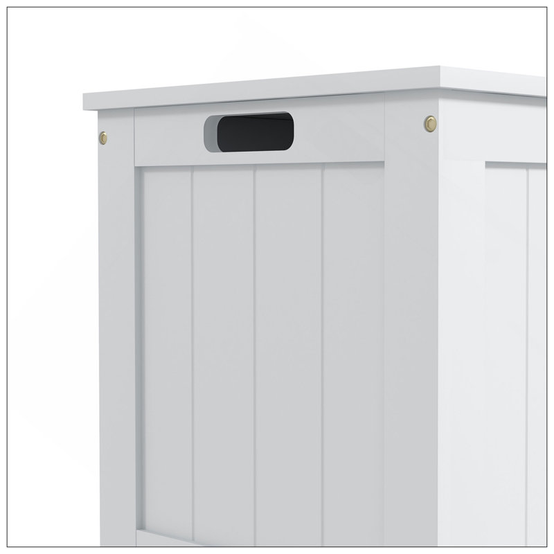 29.9" Storage Chest W/ 2 Safety Hinges, Wooden Box, White