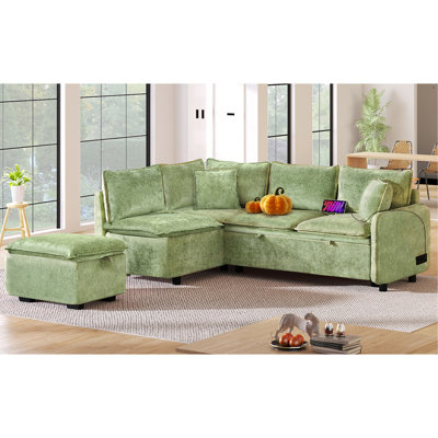 Canapé-lit modulaire convertible avec repose-pieds et coussins de rangement Davis