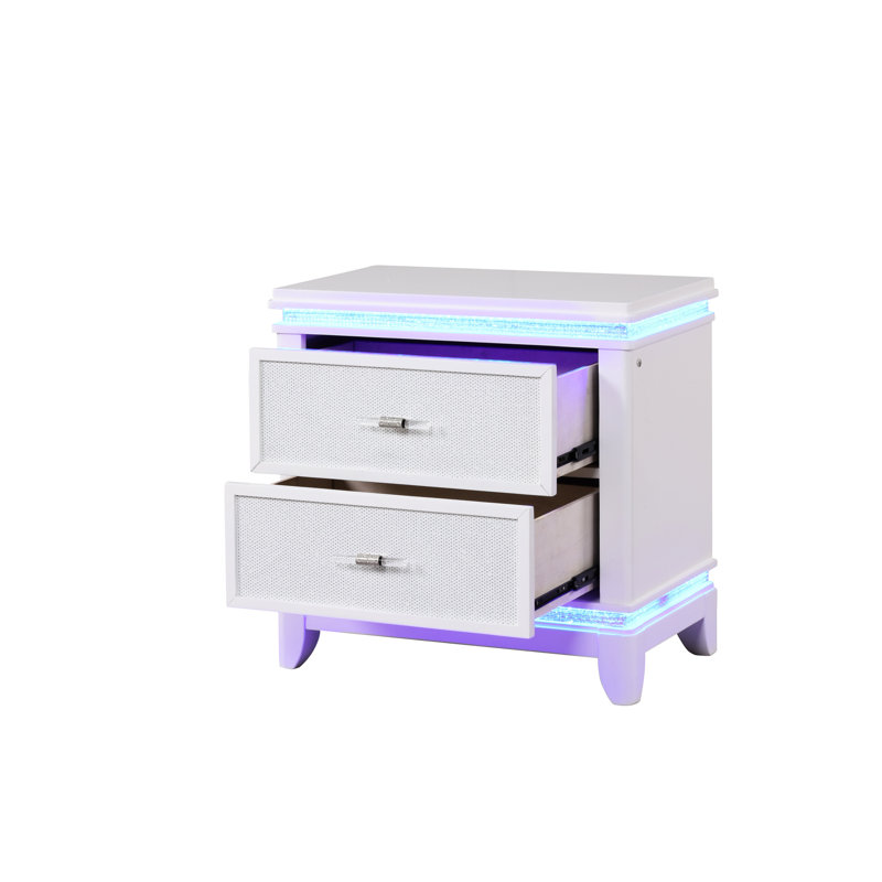 Table de chevet blanche laiteuse avec solution de rangement de qualité