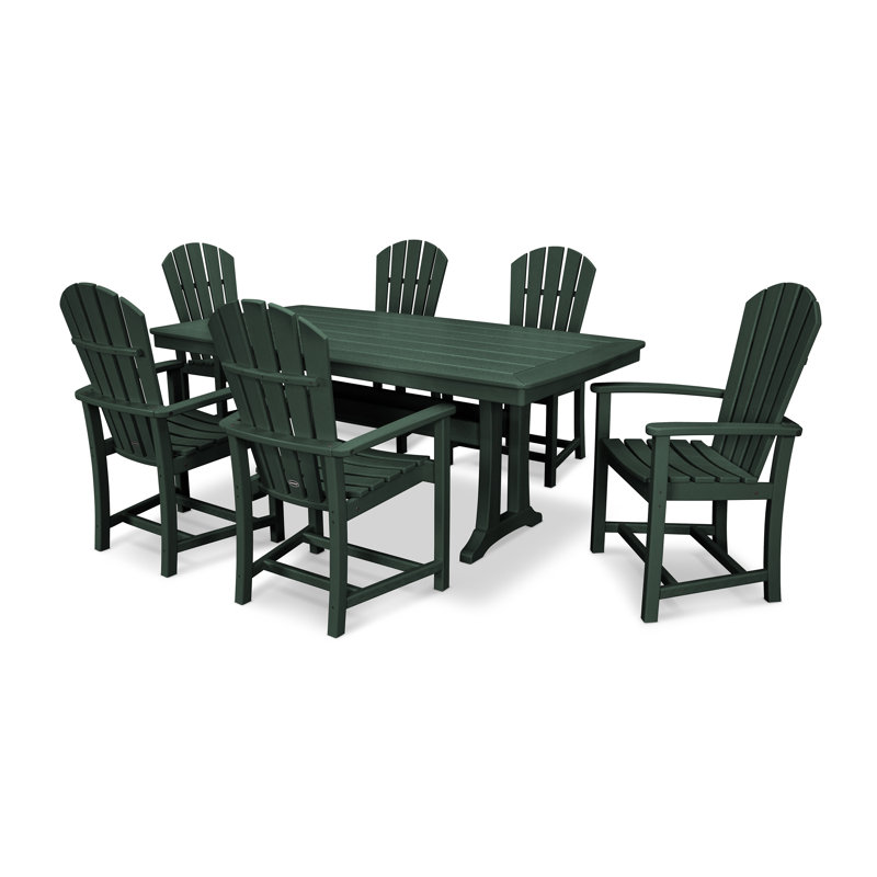Ensemble repas 7 pièces avec pieds en tréteaux POLYWOOD Palm Coast, Vert