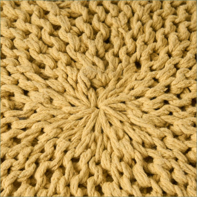 Pouf rond en coton tricoté YUNY - 20 x 20 x 14 | Jaune | Coton
