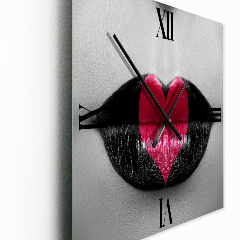Horloge murale rouge à lèvres rouges et blanches, Moyen
