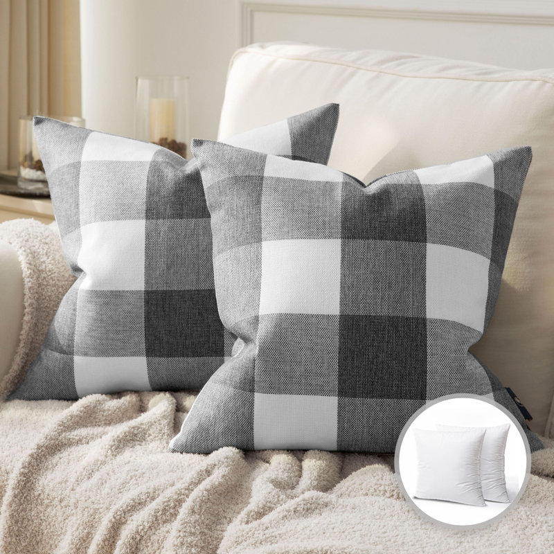 Buffalo Checker Collection Checkered Reversible Throw Pillow, Grey/White, 18'' x 18''