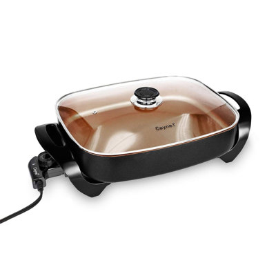 Electric Skillet Jumbo, Deep Dish with Tempered Glass Vented Lid, Non-stick Copper , 16”x 12”x 3.15”- 8 quart