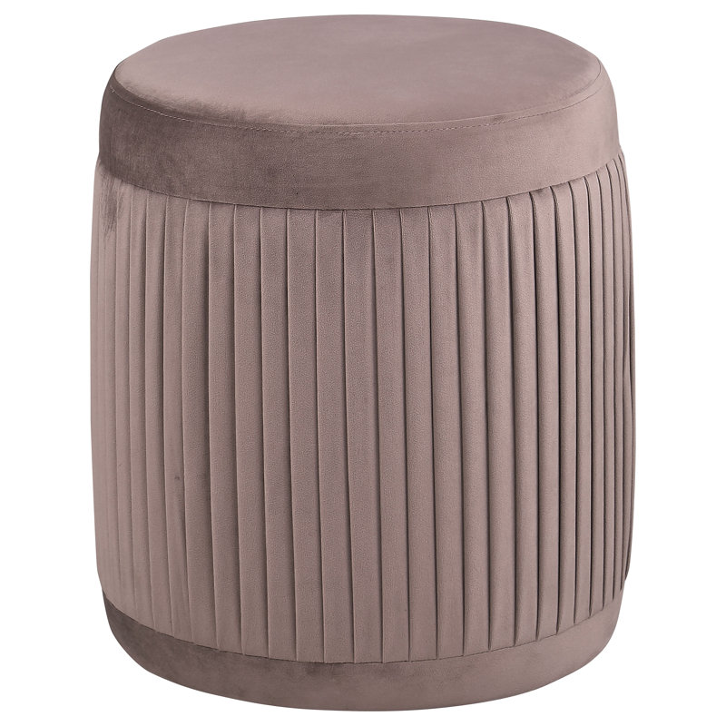 Round Upholstered Ottoman Mauve