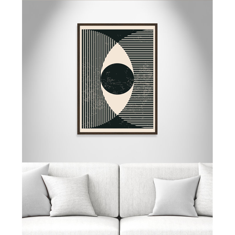 Imprimé de formes géométriques noires et blanches # 2 par Stanley, 25.5'' W x 35.5'' H, Framed Print, Walnut Woodgrain