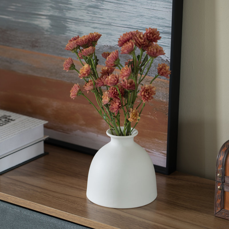 Steriana Ceramic Table Vase, 5" H x 5.5" W x 5.5" D, White
