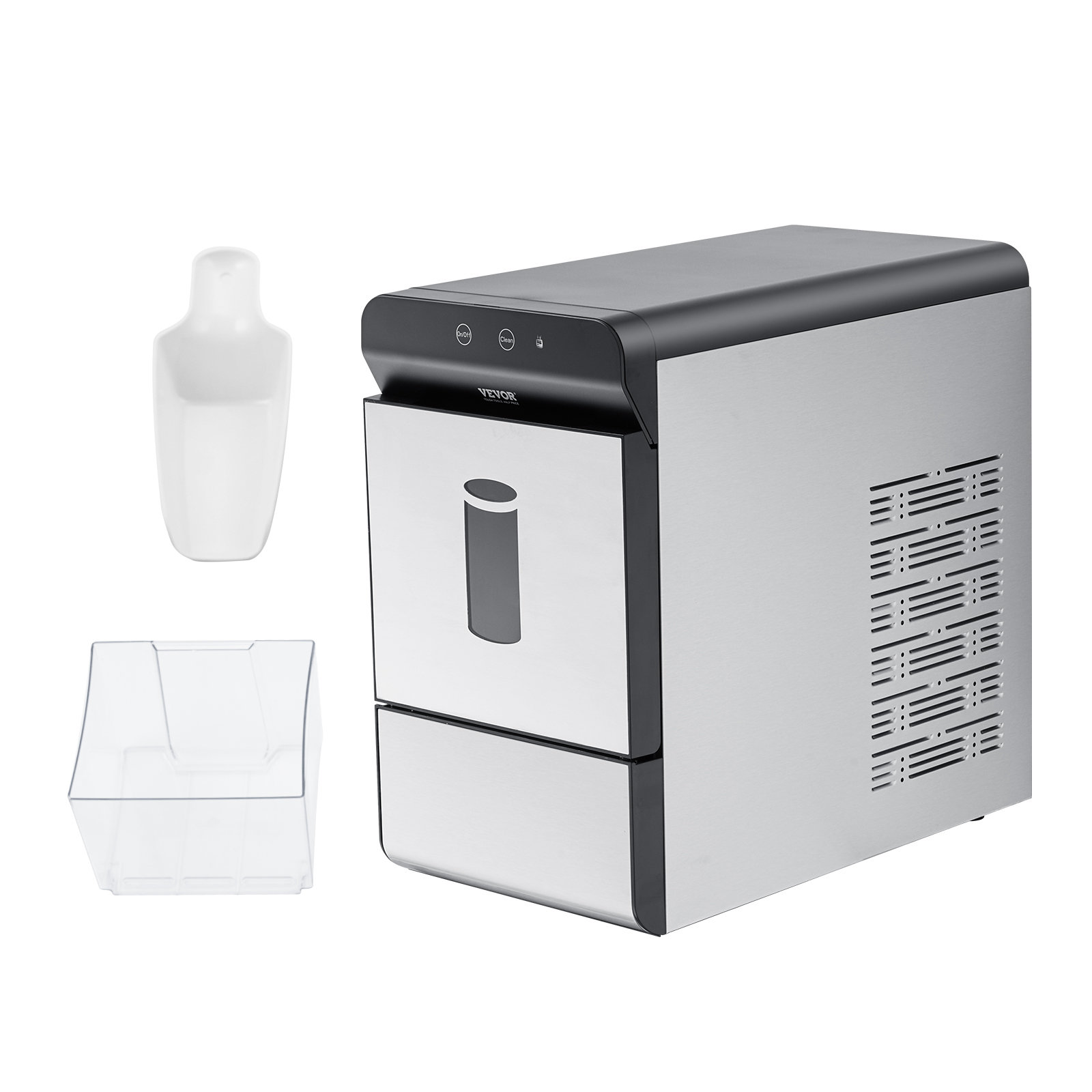VEVOR Nugget Ice Maker, 37Lbs In 24 Hrs, Manual Auto Refill Self