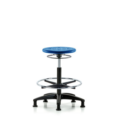 Huron Adjustable Height Ergonomic Lab Stool with Footring Pedestal Base