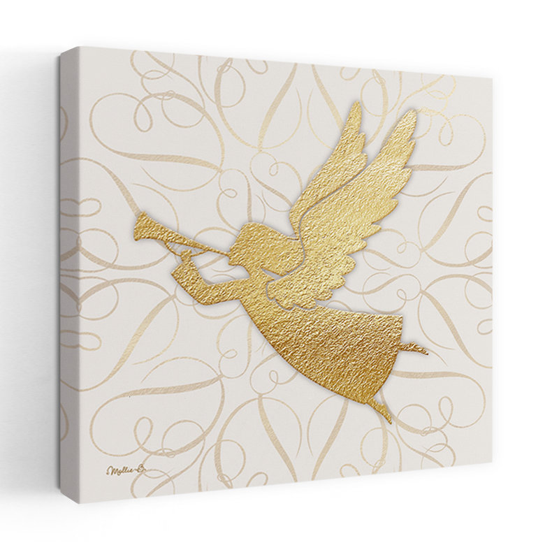 Golden Angel Abstract Contemporary Wall Art Print, 121.92cm H x 121.92cm W