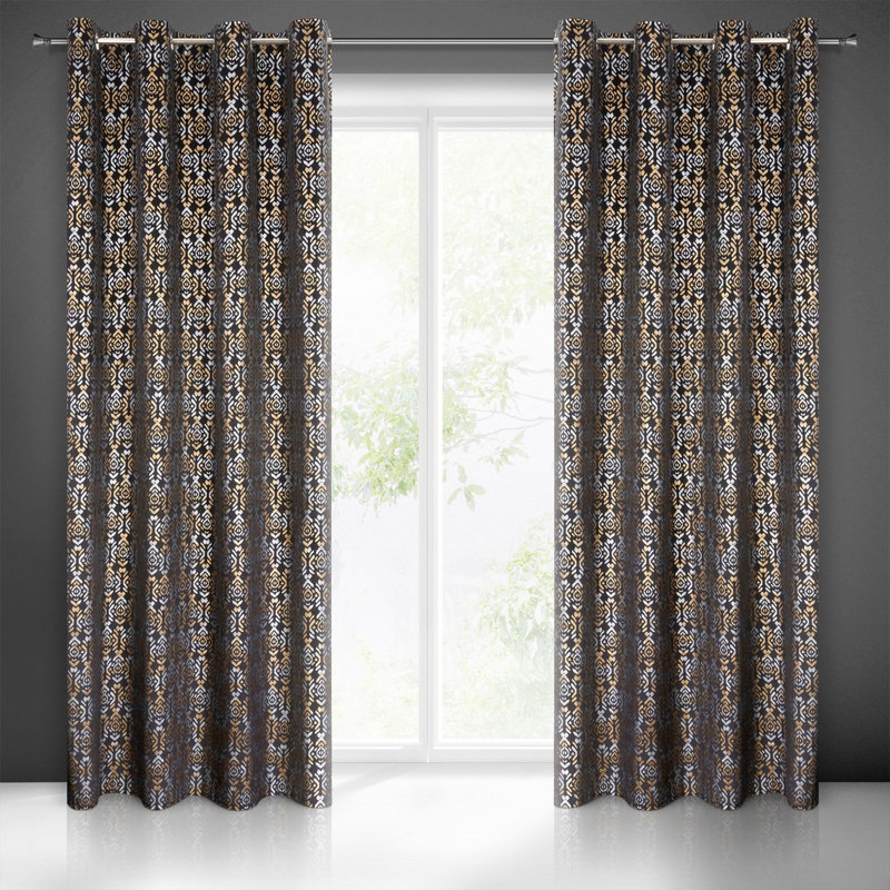 Dareios Eyelet Blackout Curtain, Black