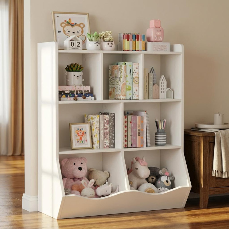 Three-Tier Kids Bookshelf and Bookcase with Toy Storage Cabinet, Classroom Storage Cabinet, White Bookshelf, Kids Classroom Cubbies, and Multi Shelf Cubby Cabinet, White