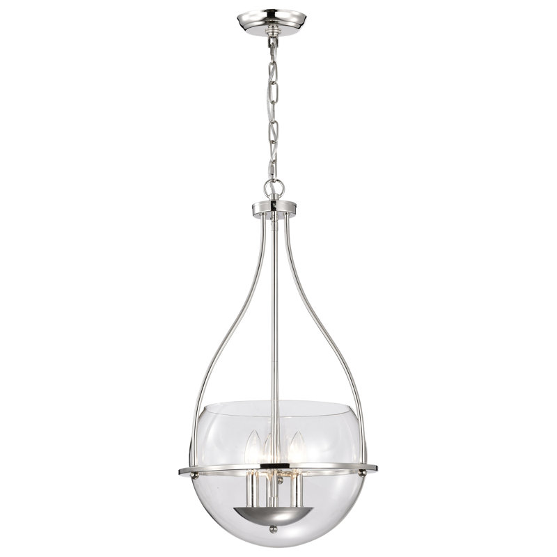 Luminaire suspendu bol 3 lumières Wewoka, Nickel poli