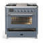 Majestic III Series 36 Inch Dual Fuel Range with 6 Sealed Burners, Griddle, in Glossy Black (Natural Gas, Brass Trim)-996369056-996369075-996369085