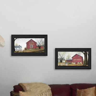 Antique Barn and Quilt Barn 2-Piece Vignette Framed Wall Art for Home Wall Decor by Billy Jacobs