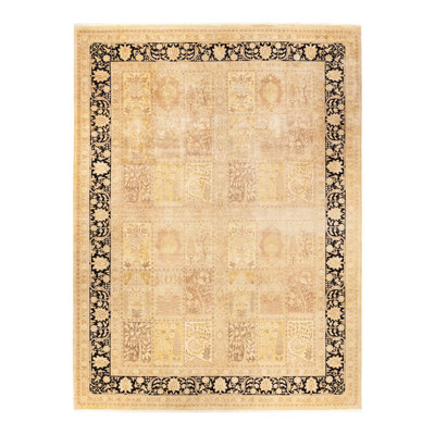 Tapis unique noué à la main Sidhu - ivoire, 10 pi 3 po x 13 pi 10 po