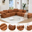 Canapé modulaire en forme de L 142 po, revêtement en chenille orange, 5 sièges et canapé modulaire orange de construction, pièce, coussins moelleux pour une ambiance relaxante-977246488