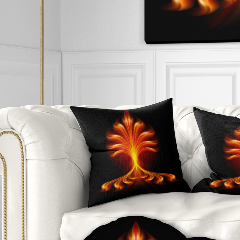 Fleur de feu fractale - coussin à imprimé floral, 18 po x 18 po, Coussin décoratif
