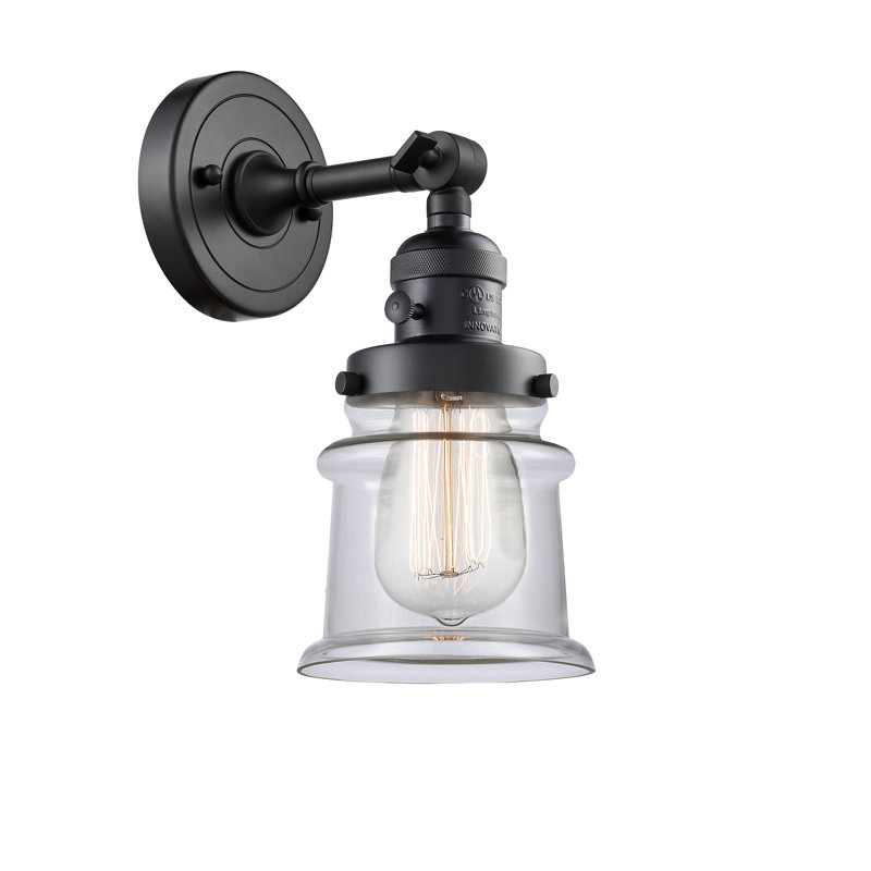 Madelyn Armed Sconce, Matte Black, Clear, 3.5 Watt Vintage LED Bulb