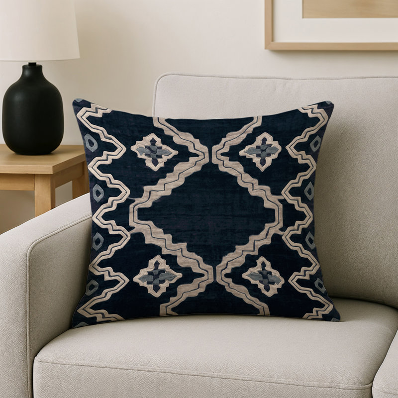 Coussin décoratif intérieur et extérieur Modern, Carré 20 po, Gris géométrique 55