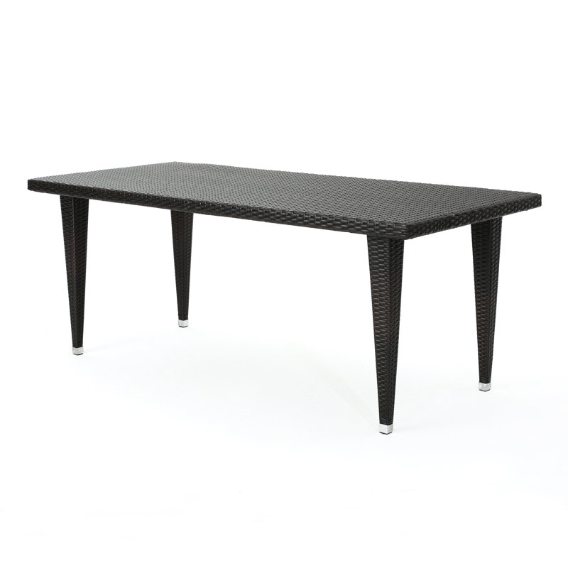 Table d'extérieur 33 * 75 -, fer robuste, résine, brun fauve, pouvant accueillir 8 bases en fer faciles à installer, sièges profonds tissés