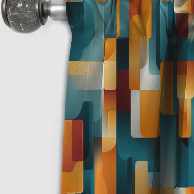 Orange And Teal Popart Pop Culture Pixels - Stripped Striped Blackout Curtain - 1 Panels