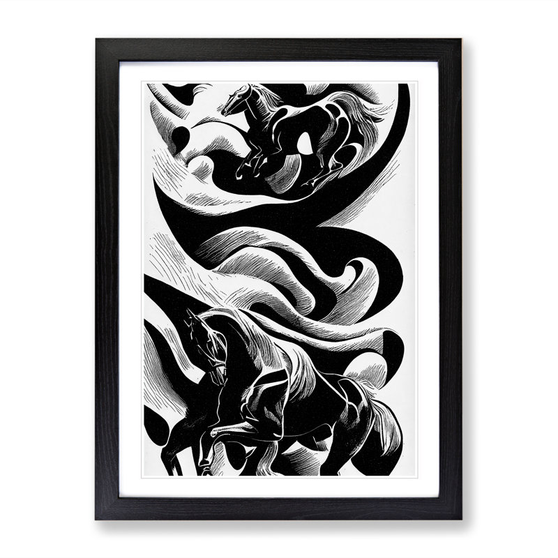 Monochrome Horse No.2 - Framed Print, Black, 64cm H x 46cm W x 2cm D