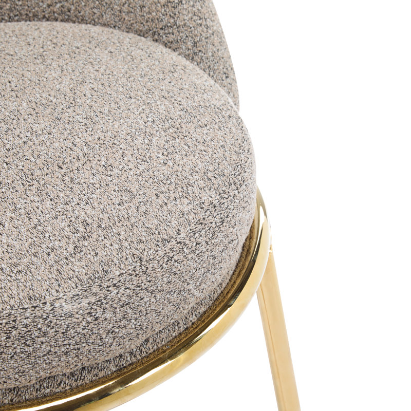 Indoor Metal Upholstered Barstool, Gold-Plated Frame, Set Of 2, Khaki