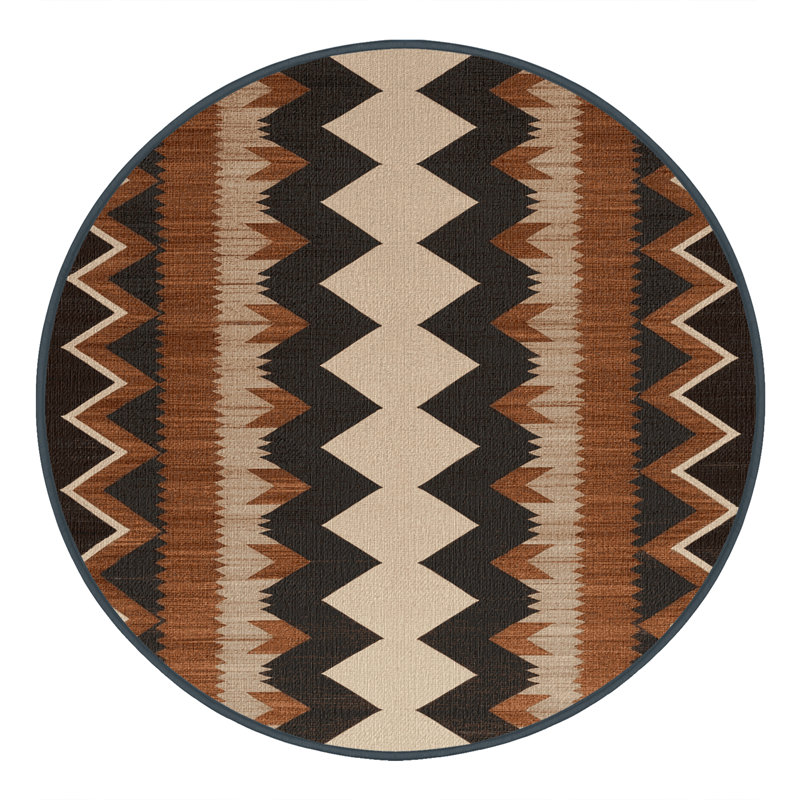 Washable Navajo Chevron Southwestern Area Rug, Round 7'