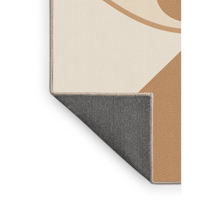 Soft Plush Hewson Open Eye Of Awareness Minimalist Area Rug in Beige – Beige Binding, 2x4