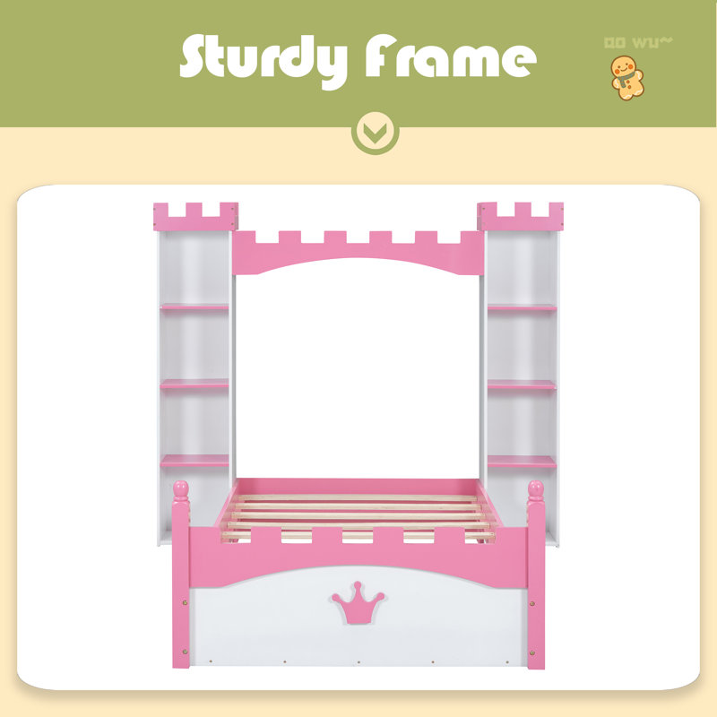 Lit plateforme pour enfants Dreamy, Rose/Blanc