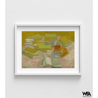 Piles de romans français par Vincent Van Gogh, décoration murale de bibliothèque, œuvre de bibliothèque à domicile, décoration de salle de lecture, art de bibliothèque de lycée