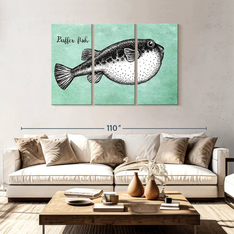 Brampt Puffer Fish Sketch, 48" H x 74" W