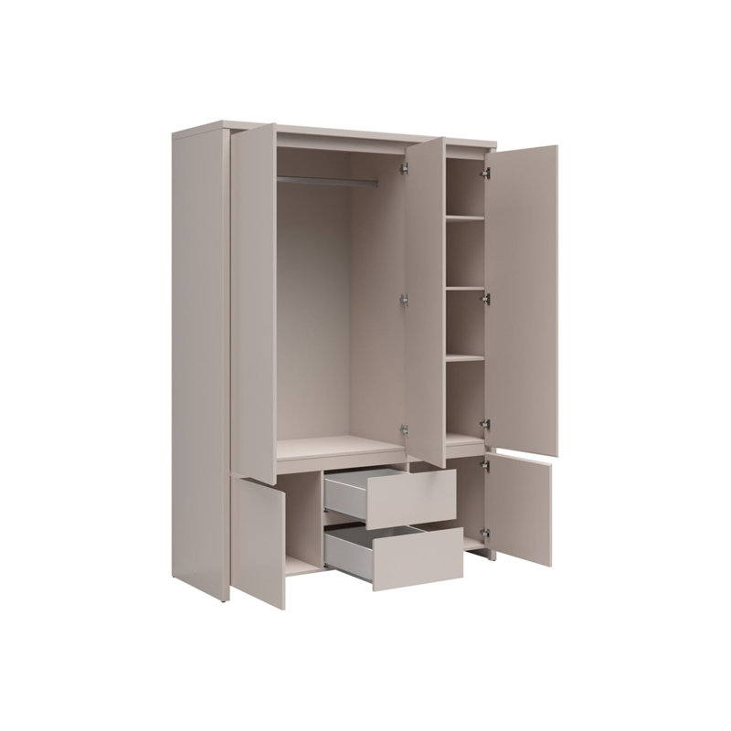 Berardino 5 Door Manufactured Wood Wardrobe, Grey