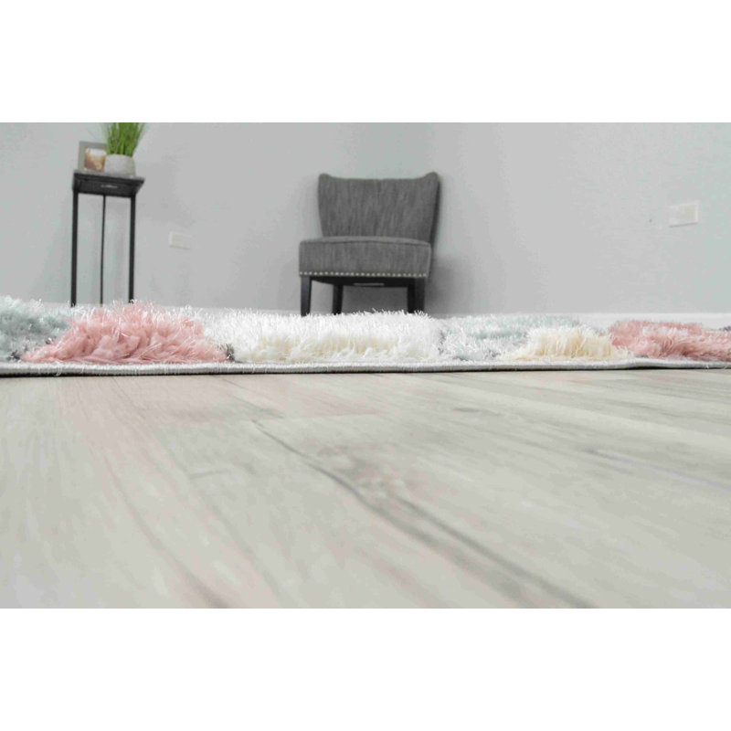 Modern Arriola Shag Abstract Geometric Rug For Living Room Bedroom, Rectangle 6'6" x 9'2"