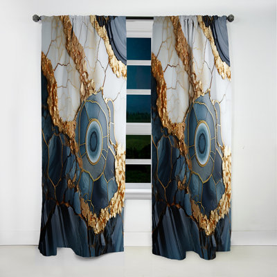 Arum arum et bleu Geode Art IV - Rideau moderne - Velours obscurcissant - 1 panneau