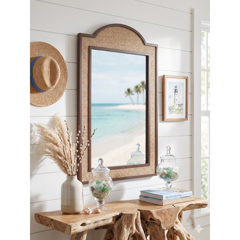 Miroir décoratif en raphia, Tanné