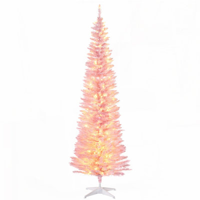 7' Tall Pre-Lit Artificial Pink Christmas Tree