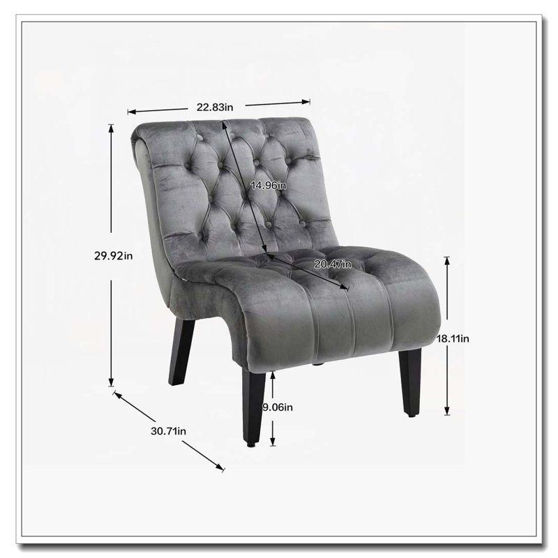 Chaise de salon en velours sans accoudoirs, Argent argent