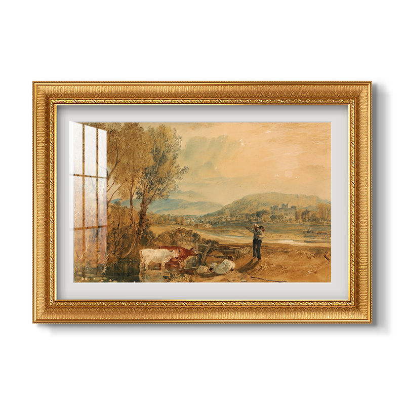 Château de Lulworth, Dorset, vers 1820 - J.M.W. Turner - Estampe encadrée sur mesure, 16x22 INNER SIZE, Framed Print with Mat