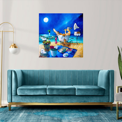 Just Perfect At Vlees Bay Abstract Contemporary Cat Dog Ocean Summer Art