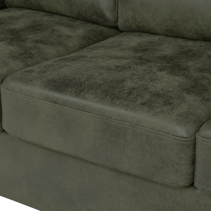 Canapé moderne en tissu de 81 po avec accoudoirs rembourrés et pieds triangulaires noirs, canapé rembourré 3 places pour le salon, vert olive.