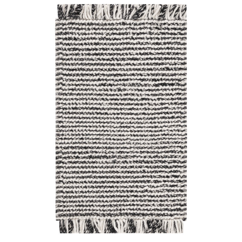Breilynn Flat Weave Wool/Cotton Rug in Gray, Square 6'