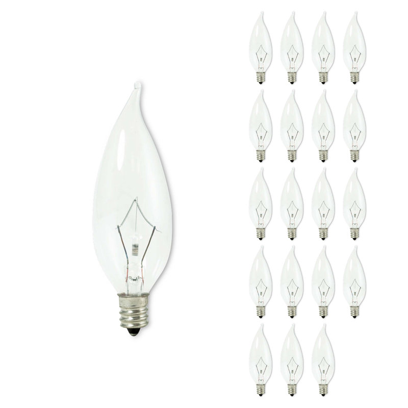 Ampoule 25 watts CA10 au xénon / Krypton à intensité variable (2700K) E12 / culot candélabre