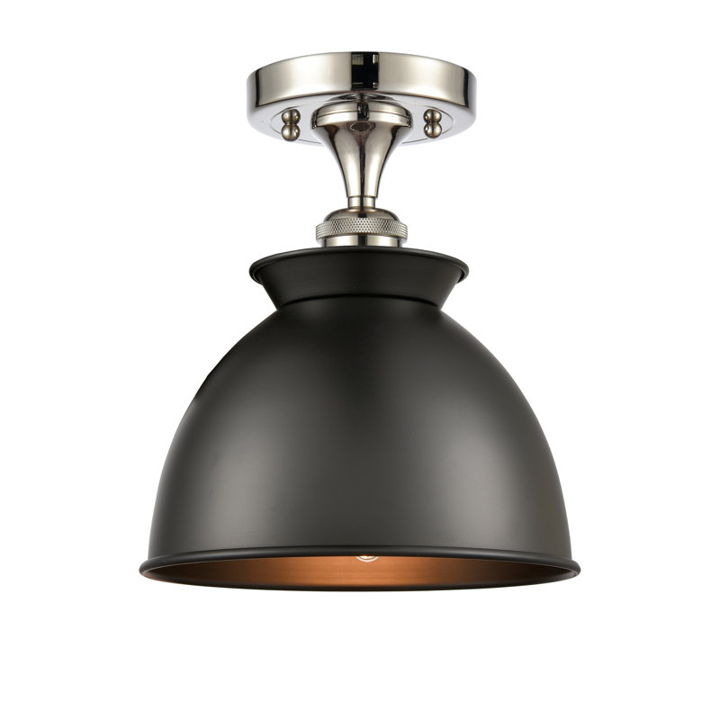 Plafonnier semi-encastré 1 lumière 8,5 po Erastus, Oui, Noir mat, Bronze huilé
